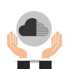 hands businessman data cloud binary vector illustration eps 10