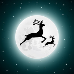 Obraz na płótnie Canvas Reindeer and baby deer jumping