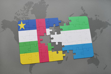 puzzle with the national flag of central african republic and sierra leone on a world map