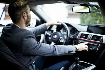 Young man in the car