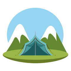 camping landscape mountains icon vector illustration design