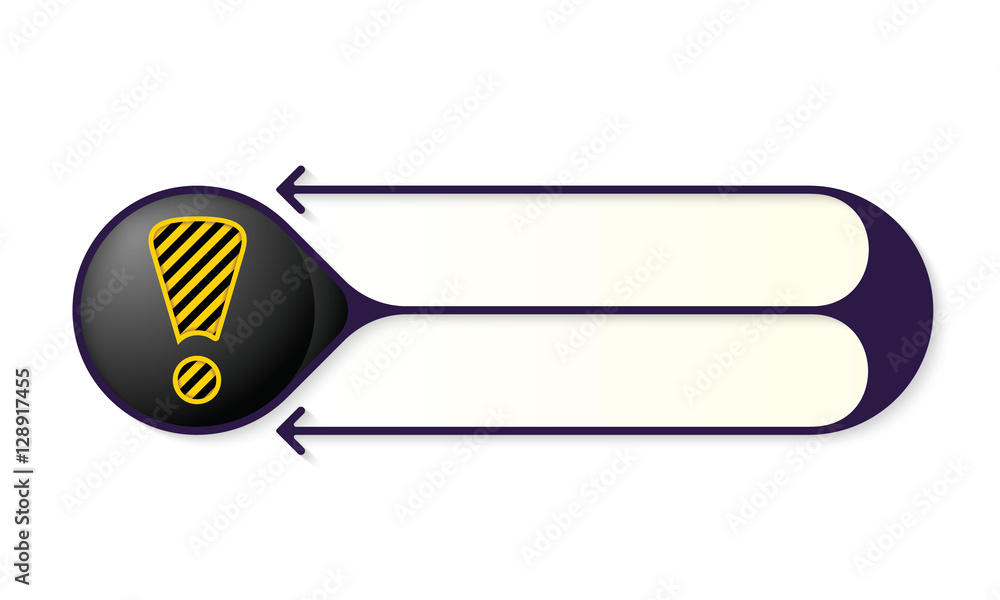 Poster vector double buttons for your text and striped exclamation mark