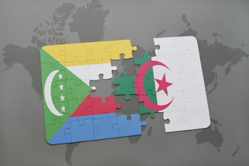 puzzle with the national flag of comoros and algeria on a world map