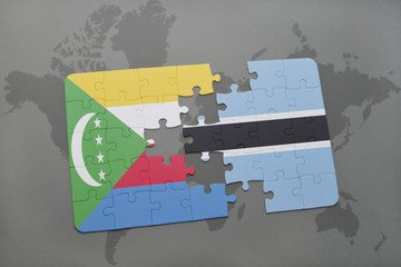 puzzle with the national flag of comoros and botswana on a world map