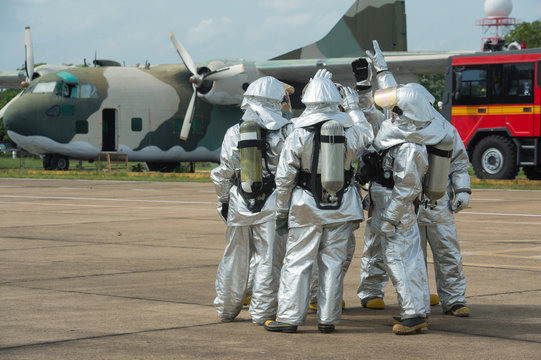 Fire departments & emergency response teams  suited up with PPE