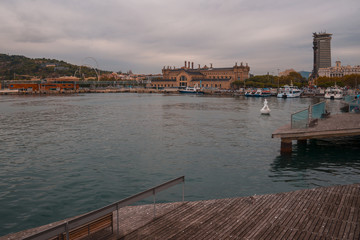 Day view of Port Vell  in Barcelona, Catalonia, Spain