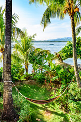 Riverside view with hammock in Guatemala, Central America