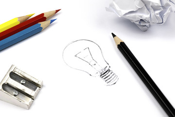 Skizze einer Glühlampe - Konzept Kreativität