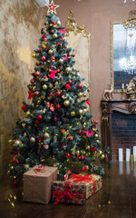 Christmas decorations, Christmas tree, gifts, new year