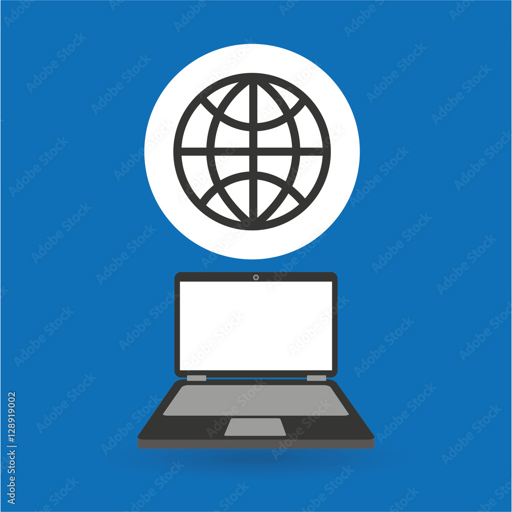 Poster computer analysis data globe world vector illustration eps 10