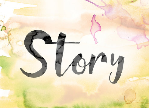 Story Colorful Watercolor and Ink Word Art