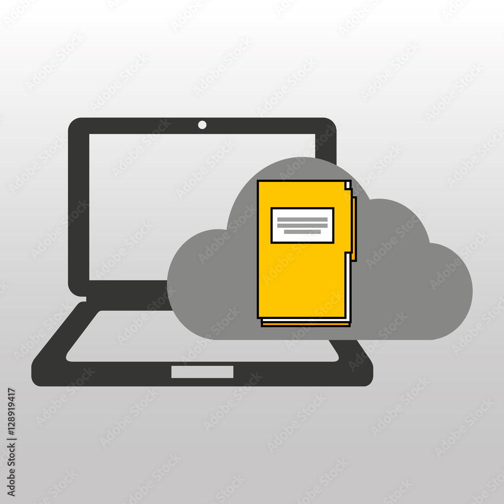 Poster cloud computer connected files vector illustration eps 10