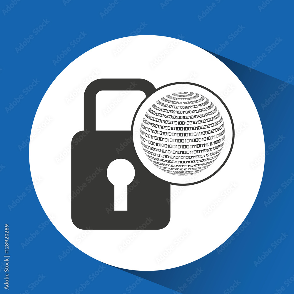 Aufkleber globe binary concept padlock security vector illustration eps 10
