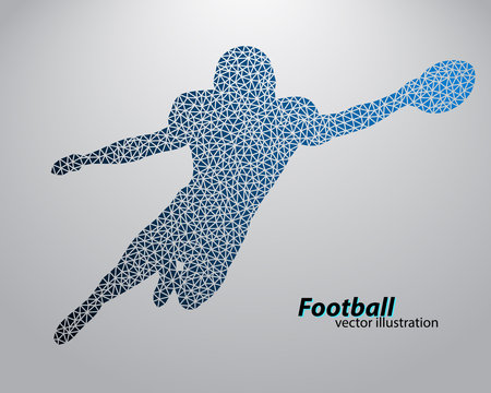 Silhouette of a football player from triangle. Rugby. American footballer