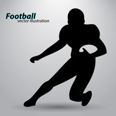silhouette of a football player. Rugby. American footballer