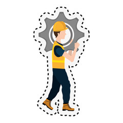 repairman character working icon vector illustration design