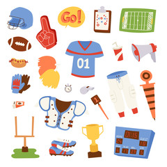 American football icons vector set.