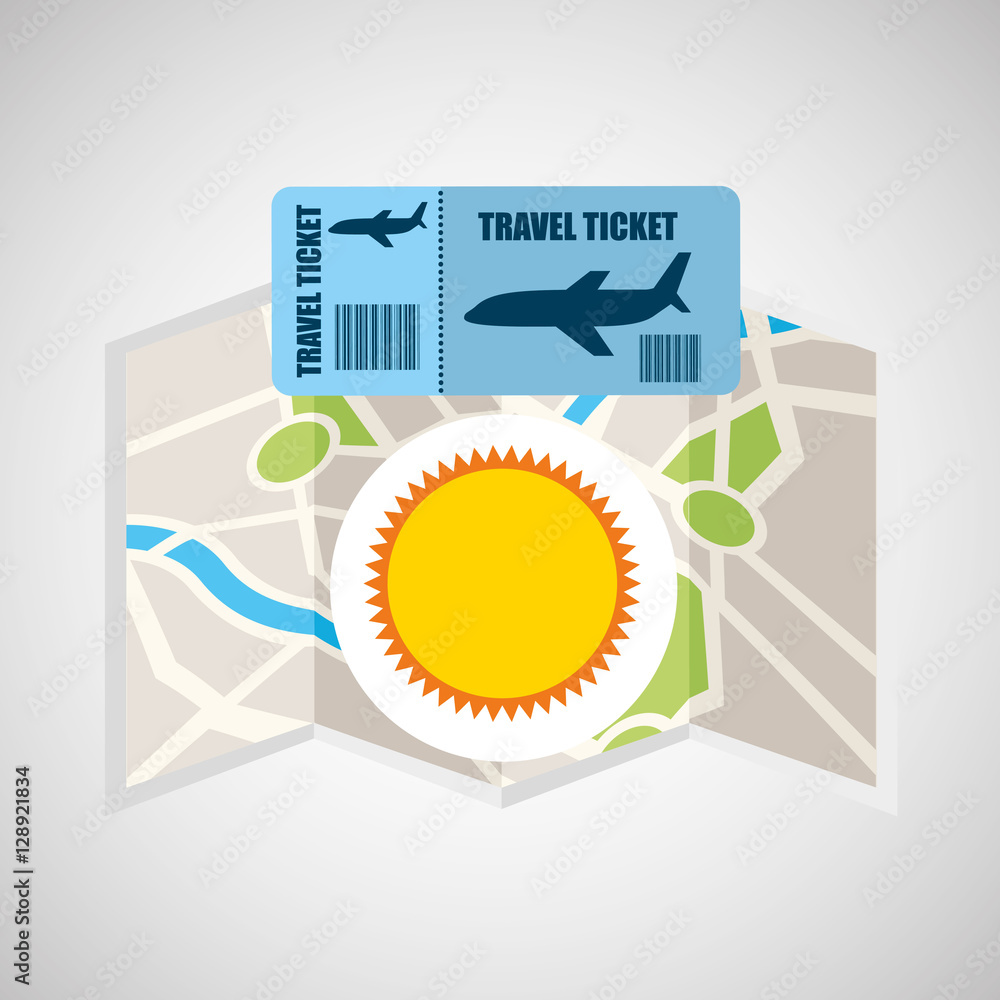 Poster airline ticket map travel sun summer vector illustration eps 10