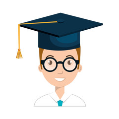 student character with hat graduation vector illustration design