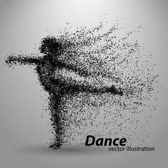 Silhouette of a dancing girl from particles