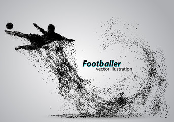 Fototapeta na wymiar silhouette of a football player from particles