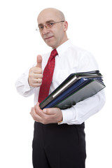 clerk with binders