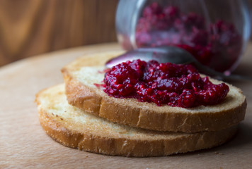 Bread with Homemade Raspberry Jam
