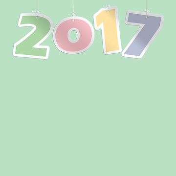 2017 colorato con colori pastello su sfondo verde pastello
