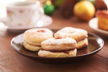 tea and sweets on a wooden table