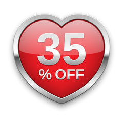 35% off silver badge, vector