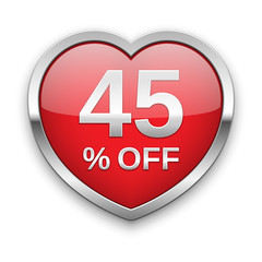 45% off silver badge, vector