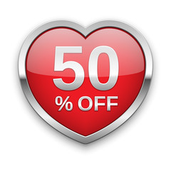 50% off silver badge, vector