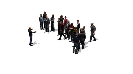 crowd of people isolated on white background - 3D rendering