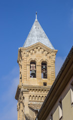 Church tower in the historical center of Pamplona
