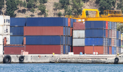 Containers in a port
