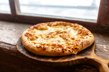 Traditional Georgian pie - khachapuri, is a cake baked in the ov