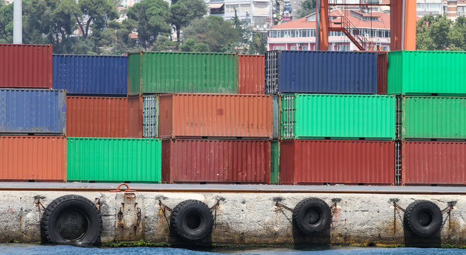 Containers in a port
