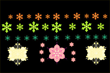 snowflakes on black background