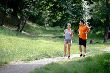 Papier Peint photo Lavable Jogging Couple jogging outdoors