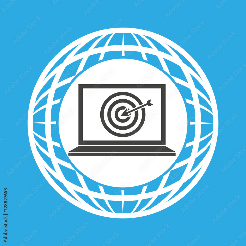 Poster globe computer targget communication vector illustration eps 10