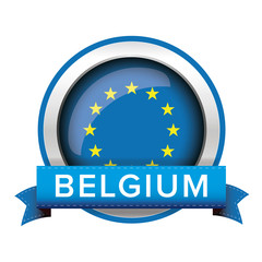 EU flag button with Belgium ribbon