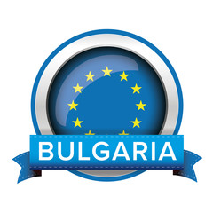 EU flag button with Bulgaria ribbon