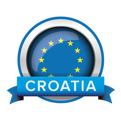 EU flag button with Croatia ribbon