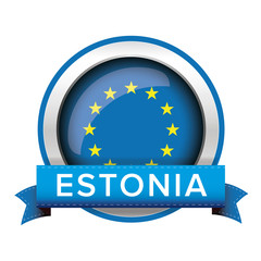EU flag button with Estonia ribbon