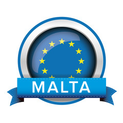 EU flag button with Malta ribbon