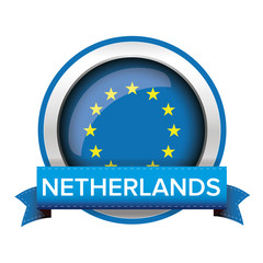 EU flag button with Netherlands ribbon