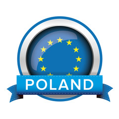 EU flag button with Poland ribbon