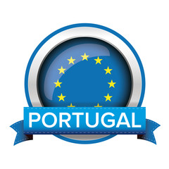 EU flag button with Portugal ribbon