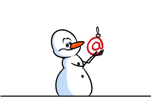 Christmas snowman character E-mail Internet address cartoon illustration isolated image