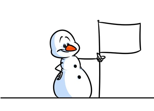 Christmas snowman character flag cartoon illustration isolated image 